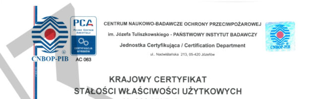 Krajowy certyfikat stałości właściwości